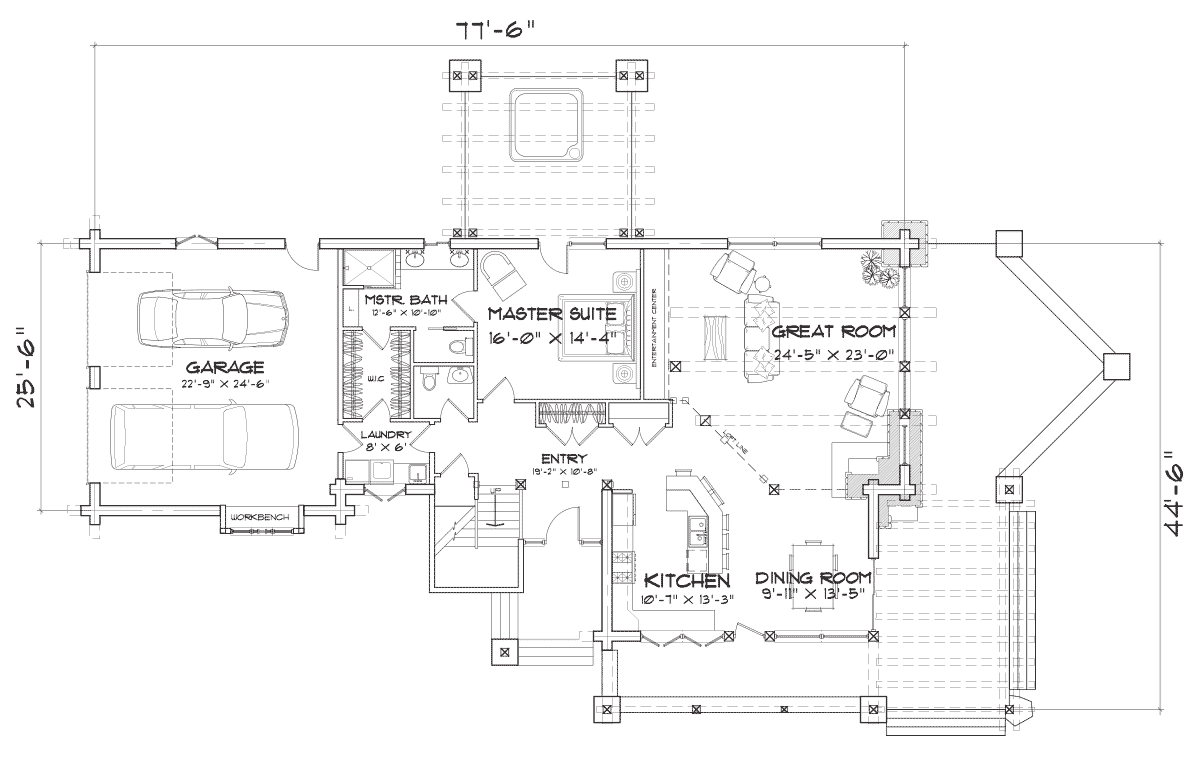 Flat Iron Chalet Main Floor Plan