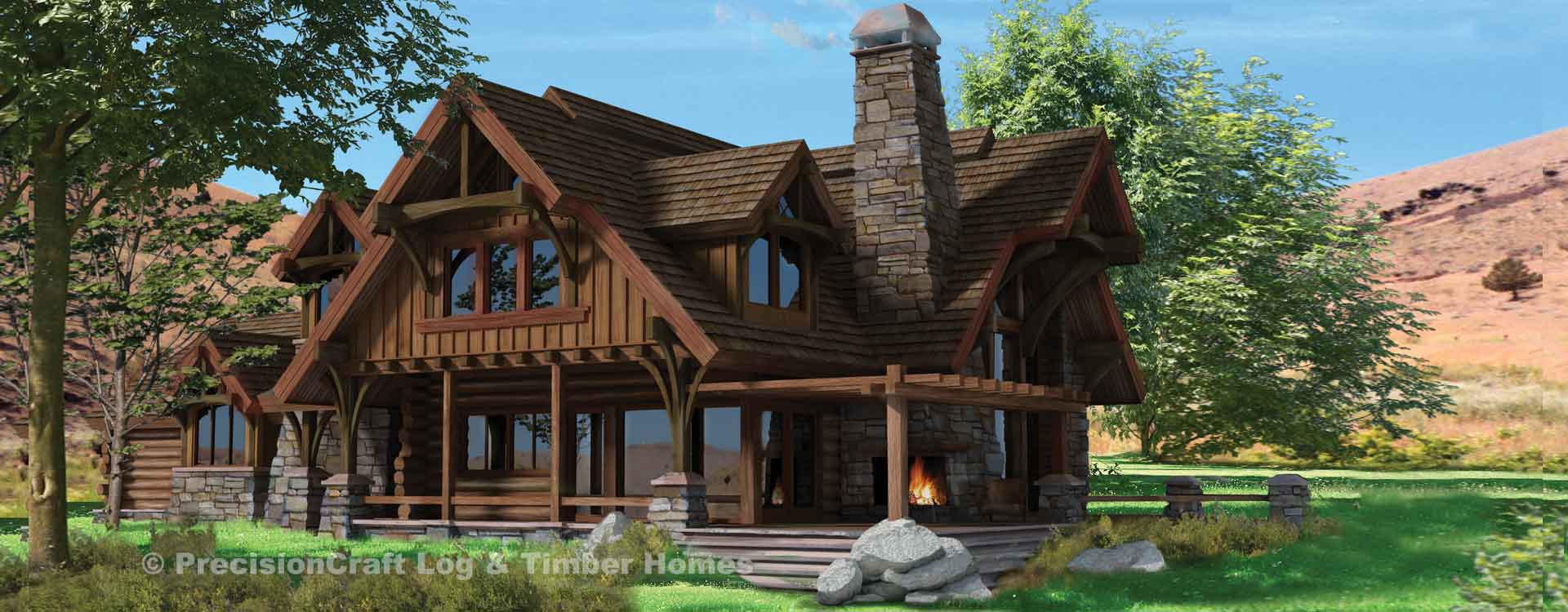 Flat Iron Chalet Log Home Rendering